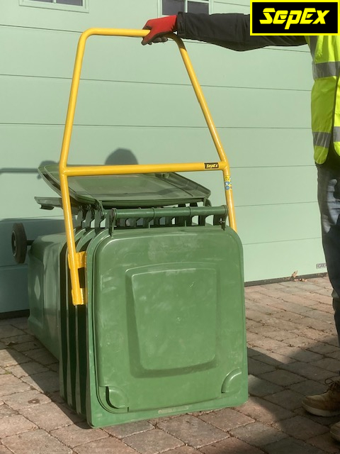 SepEx positioned on a stack of wheelie bins